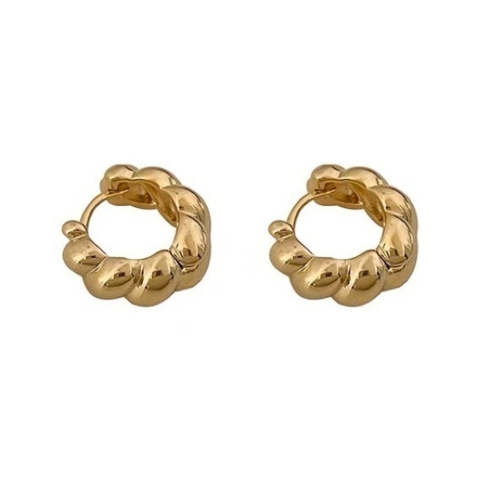 - 18K GP Horn hoop earrings